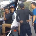 Doc. Tangkapan layar rekaman video yang beredar di media sosial: sisi kiri memperlihatkan salah satu terduga pelaku yang mendekati kendaraan korban, sementara sisi kanan menunjukkan korban saat merekam kejadian dugaan pemalakan yang dialaminya di kawasan Kebon Kacang, Tanah Abang, Jakarta Pusat. (Sumber: Rakaman Korban).