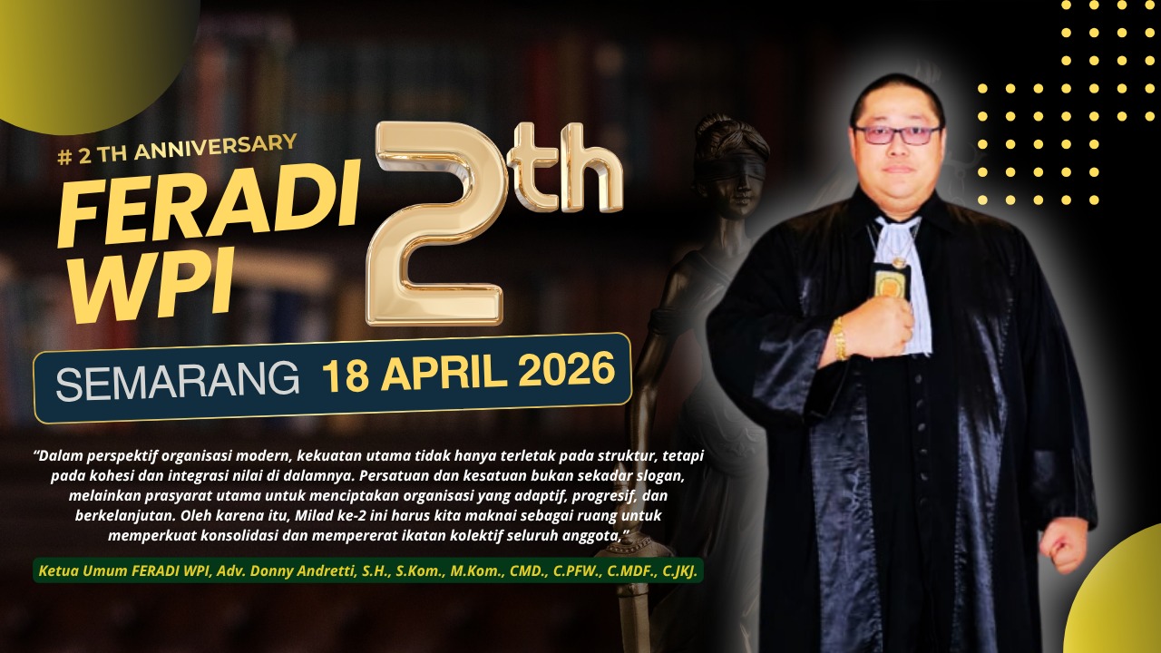 Doc. Ketua Umum FERADI WPI, Adv. Donny Andretti, S.H., S.Kom., M.Kom., saat menyampaikan pandangan organisasi dalam rangkaian persiapan Milad ke-2 FERADI WPI yang akan digelar di Semarang. (Foto: FERADI WPI Official).