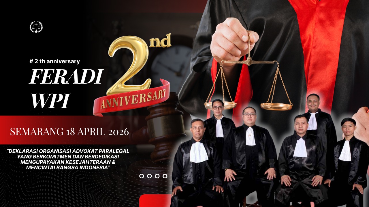 Doc. Ketua Umum FERADI WPI bersama jajaran struktur organisasi dalam visual peringatan Milad ke-2 FERADI WPI, menegaskan semangat kebersamaan dan komitmen organisasi menjelang pelaksanaan deklarasi di Semarang, 18 April 2026. (Foto: FERADI WPI Official).