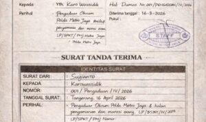 Doc. Foto tanda terima surat pengaduan yang disampaikan oleh narasumber kepada pihak terkait sebagai bagian dari proses penyampaian aspirasi dan permohonan pengawasan.