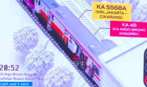 Doc. Keterangan Foto: Tangkapan layar video ilustrasi simulasi kecelakaan kereta api yang diputar dalam rapat kerja Komisi V DPR RI bersama Kementerian Perhubungan di Jakarta, Kamis (21/5/2026). Video ilustrasi tersebut digunakan untuk menjelaskan kronologi insiden tabrakan KA Argo Bromo Anggrek dengan KRL Commuter Line di area Stasiun Bekasi Timur pada 27 April 2026, termasuk kondisi lintasan, posisi rangkaian kereta, serta detik-detik terjadinya benturan berdasarkan paparan teknis yang disampaikan dalam forum rapat. (Sumber: Parlemen TV).