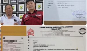 Doc. Close-up Hairil Tami saat menunjukkan bukti tanda terima laporan polisi yang diajukan di Polres Metro Bekasi Kabupaten, disertai dokumentasi bundel surat resmi yang dikirimkan kuasa hukum kepada Kapolres sebagai upaya permohonan informasi perkembangan perkara (SP2HP).