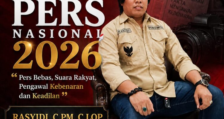 Doc. Poster ucapan Hari Pers Sedunia 3 Mei 2026 yang disampaikan oleh Rasyidi sebagai bentuk dukungan terhadap kebebasan pers dan penguatan demokrasi di Indonesia.