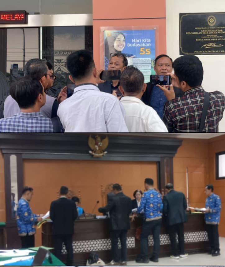 Doc. Suasana persidangan gugatan pemberhentian Sekretaris Daerah Kota Cilegon di Pengadilan Tata Usaha Negara (PTUN) Serang, Senin (4/5/2026), dengan agenda pemeriksaan saksi dari Badan Kepegawaian Daerah Provinsi Banten.