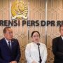 Doc. Puan Maharani menyampaikan keterangan kepada awak media dalam konferensi pers di Gedung DPR RI terkait respons DPR RI terhadap pelemahan nilai tukar rupiah dan kondisi ekonomi nasional.