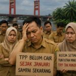 Doc. Ilustrasi sejumlah Pegawai Negeri Sipil (PNS) di Kabupaten Musi Banyuasin (Muba) yang menyampaikan kekecewaan terkait belum cairnya Tambahan Penghasilan Pegawai (TPP) sejak Januari 2026. Keterlambatan pembayaran tersebut disebut memicu keresahan di kalangan aparatur sipil negara karena berdampak terhadap kebutuhan ekonomi keluarga dan aktivitas sehari-hari. Catatan: Gambar ini merupakan ilustrasi visual yang dibuat menggunakan teknologi Artificial Intelligence (AI) dan bukan dokumentasi peristiwa sebenarnya.