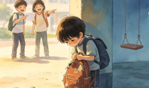Doc. Ilustrasi suasana dugaan perundungan (bullying) di lingkungan sekolah yang menggambarkan seorang anak tampak menyendiri dan mengalami tekanan emosional akibat perlakuan intimidatif dari teman sebayanya. Ilustrasi ini digunakan sebagai pendukung visual terkait isu perlindungan anak dan dampak psikologis bullying di lingkungan pendidikan.