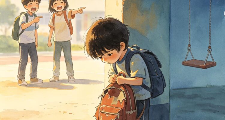 Doc. Ilustrasi suasana dugaan perundungan (bullying) di lingkungan sekolah yang menggambarkan seorang anak tampak menyendiri dan mengalami tekanan emosional akibat perlakuan intimidatif dari teman sebayanya. Ilustrasi ini digunakan sebagai pendukung visual terkait isu perlindungan anak dan dampak psikologis bullying di lingkungan pendidikan.