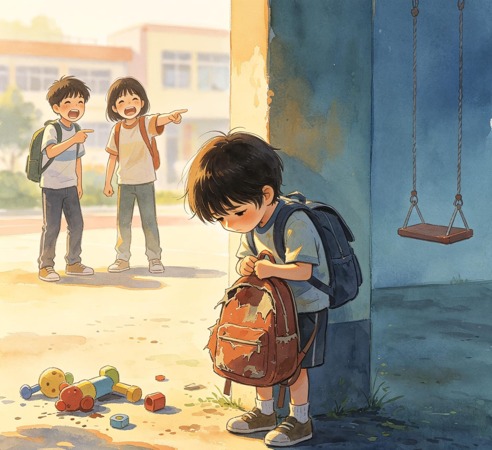 Doc. Ilustrasi suasana dugaan perundungan (bullying) di lingkungan sekolah yang menggambarkan seorang anak tampak menyendiri dan mengalami tekanan emosional akibat perlakuan intimidatif dari teman sebayanya. Ilustrasi ini digunakan sebagai pendukung visual terkait isu perlindungan anak dan dampak psikologis bullying di lingkungan pendidikan.