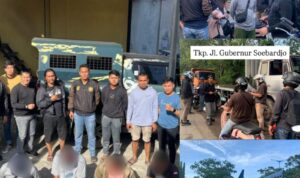 Doc. Kompliasi foto saat aparat gabungan Satreskrim Polresta Banjarmasin bersama Resmob Ditreskrimum Polda Kalimantan Selatan mengamankan sejumlah terduga pelaku terkait dugaan praktik pungutan liar di kawasan SPBU Basirih, Jalan Gubernur Soebarjo, Banjarmasin, Sabtu (16/5/2026). Para terduga kemudian dibawa ke Mapolresta Banjarmasin untuk menjalani pemeriksaan lebih lanjut.