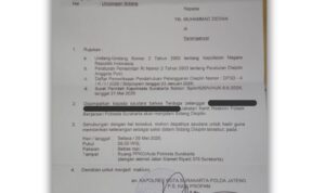 Tindak Lanjut Aduan PROPAM M. Arifin Waketum FERADI WPI, AKP Herawan Kanit Reskrim Polsek Banjarsari Dijadwalkan Jalani Sidang Disiplin 26 Mei 2026 Doc. Surat undangan sidang disiplin terhadap AKP Herawan Prasetyo Budi, S.H., M.H., yang dijadwalkan berlangsung pada Selasa, 26 Mei 2026. Surat pemberitahuan tersebut diterima pihak pelapor sebagai tindak lanjut proses penanganan aduan oleh Bidpropam Polda Jawa Tengah terkait dugaan pelanggaran disiplin di lingkungan Polsek Banjarsari, Surakarta. Informasi pribadi tertentu pada dokumen disamarkan guna menjaga privasi serta menghindari penyalahgunaan data pribadi.