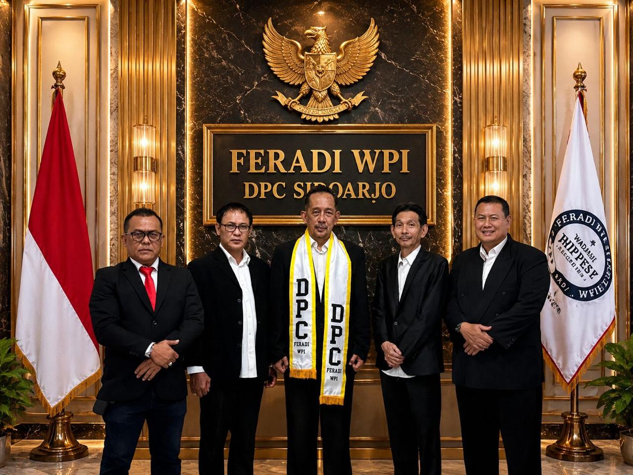 Doc. Jajaran pengurus DPC FERADI WPI Sidoarjo masa bakti 2026–2031 berfoto bersama usai pelantikan dan penetapan kepengurusan sebagai bentuk komitmen dalam memperkuat profesionalitas, penegakan hukum, serta pelayanan bantuan hukum kepada masyarakat di wilayah Sidoarjo dan sekitarnya.