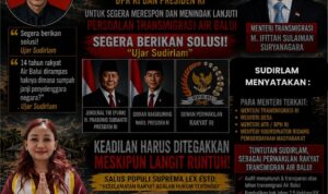Doc. Flyer ajakan Aksi Damai Nasional yang dibuat oleh Sudirlam terkait perjuangan masyarakat transmigrasi Air Balui, Kecamatan Sanga Desa, Kabupaten Musi Banyuasin, Sumatera Selatan, yang direncanakan berlangsung pada 2–3 Juni 2026 di Jakarta. Flyer tersebut memuat ajakan penyampaian aspirasi secara damai serta sejumlah tuntutan masyarakat transmigrasi kepada pemerintah dan lembaga terkait.
