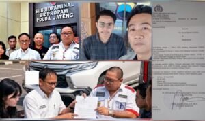 Sidang Disiplin Oknum Kanit Reskrim Polsek Banjarsari Disorot Pelapor, Propam Polda Jateng Diminta Transparan Doc. Kompilasi dokumentasi proses pendampingan hukum dan perkembangan penanganan dugaan pelanggaran disiplin oknum Kanit Reskrim Polsek Banjarsari Surakarta. Tampak tim kuasa hukum dari Subur Jaya dan Rekan bersama FERADI WPI saat mendampingi saksi dan pelapor di Bidpropam Polda Jawa Tengah, dokumentasi surat panggilan sidang disiplin, serta kendaraan Mitsubishi Pajero Sport yang menjadi objek perkara dugaan perampasan kendaraan di Surakarta.