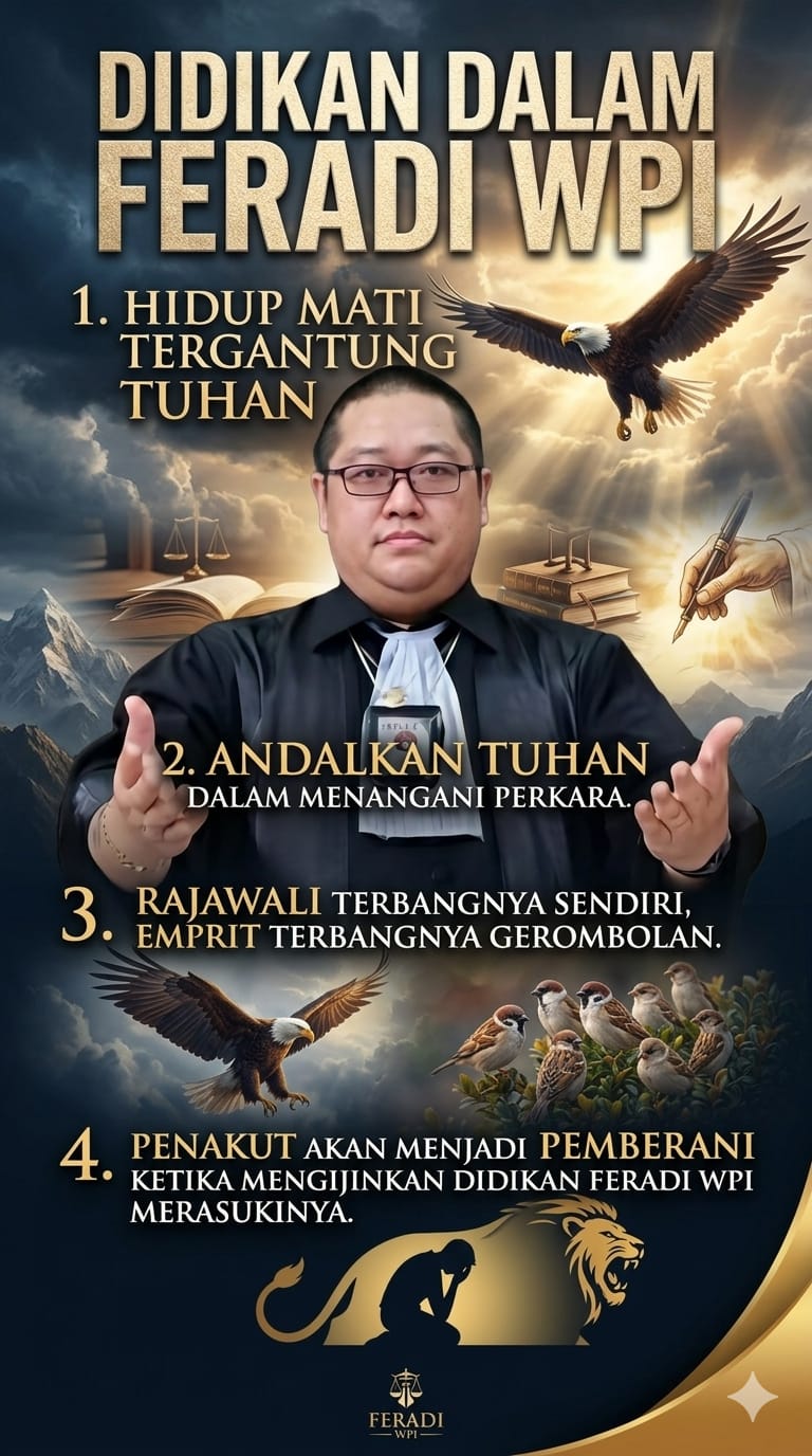 Doc. Ketua Umum FERADI WPI, Adv. Donny Andretti, S.H., S.Kom., M.Kom., C.Md., C.PFW., C.MDF., C.JKJ., C.FTAX., menyampaikan empat nilai dasar pendidikan yang menjadi bagian dari pembinaan karakter di lingkungan FERADI WPI, yaitu mengandalkan Tuhan dalam kehidupan dan profesi, menjunjung integritas dalam penanganan perkara, membangun kemandirian, serta membentuk keberanian melalui proses pendidikan dan pengalaman. (Dok. FERADI WPI)
