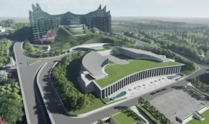Doc. Tampak kawasan gedung pemerintahan di Ibu Kota Nusantara (IKN), Kalimantan Timur, yang masih dalam tahap pembangunan dan penyiapan infrastruktur sebagai pusat pemerintahan baru Republik Indonesia. (Sumber Foto: BBC).