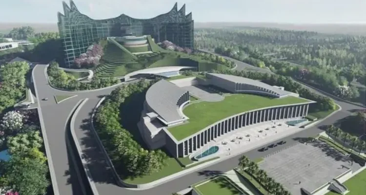 Doc. Tampak kawasan gedung pemerintahan di Ibu Kota Nusantara (IKN), Kalimantan Timur, yang masih dalam tahap pembangunan dan penyiapan infrastruktur sebagai pusat pemerintahan baru Republik Indonesia. (Sumber Foto: BBC).