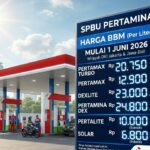Doc. Ilustrasi SPBU Pertamina dan daftar harga BBM. PT Pertamina Patra Niaga melakukan penyesuaian harga sejumlah produk BBM non-subsidi yang berlaku mulai 1 Juni 2026, sementara harga BBM subsidi seperti Pertalite dan Solar subsidi tetap tidak mengalami perubahan. (Foto: Ilustrasi).