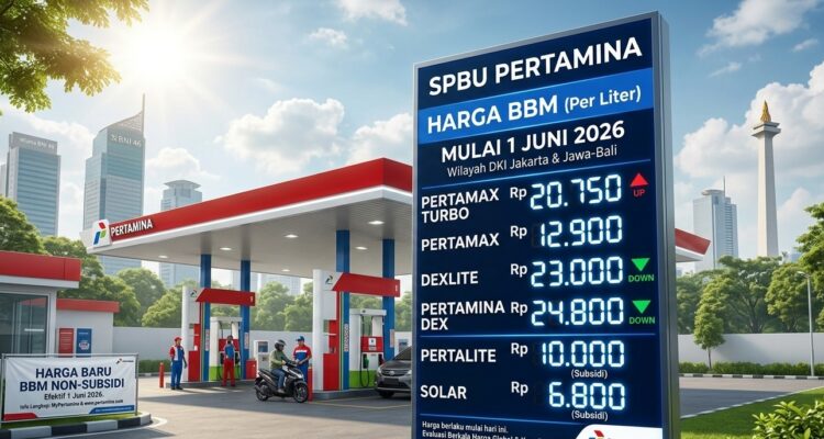 Doc. Ilustrasi SPBU Pertamina dan daftar harga BBM. PT Pertamina Patra Niaga melakukan penyesuaian harga sejumlah produk BBM non-subsidi yang berlaku mulai 1 Juni 2026, sementara harga BBM subsidi seperti Pertalite dan Solar subsidi tetap tidak mengalami perubahan. (Foto: Ilustrasi).