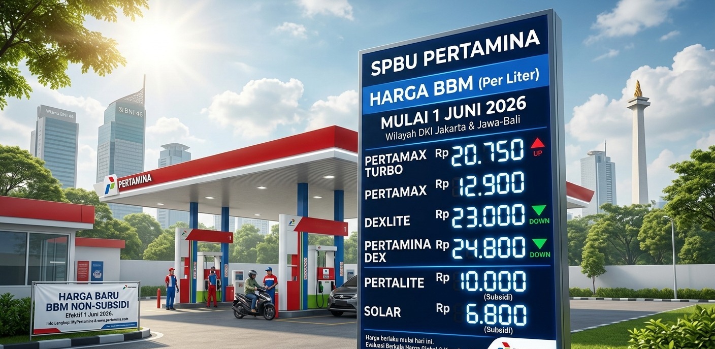 Doc. Ilustrasi SPBU Pertamina dan daftar harga BBM. PT Pertamina Patra Niaga melakukan penyesuaian harga sejumlah produk BBM non-subsidi yang berlaku mulai 1 Juni 2026, sementara harga BBM subsidi seperti Pertalite dan Solar subsidi tetap tidak mengalami perubahan. (Foto: Ilustrasi).