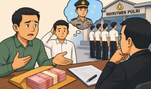 Doc. Ilustrasi dugaan praktik perantara dalam proses rekrutmen anggota Polri yang menjadi bagian dari konteks pemberitaan. Catatan Redaksi: Gambar ini hanya merupakan ilustrasi visual untuk melengkapi pemberitaan, bukan dokumentasi aktual dari para pihak atau instansi yang bersangkutan. Seluruh pihak dalam berita ini tetap berhak atas asas praduga tak bersalah.