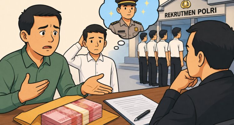 Doc. Ilustrasi dugaan praktik perantara dalam proses rekrutmen anggota Polri yang menjadi bagian dari konteks pemberitaan. Catatan Redaksi: Gambar ini hanya merupakan ilustrasi visual untuk melengkapi pemberitaan, bukan dokumentasi aktual dari para pihak atau instansi yang bersangkutan. Seluruh pihak dalam berita ini tetap berhak atas asas praduga tak bersalah.