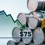 Doc. Ilustrasi penurunan harga minyak mentah dunia yang menyentuh level USD 75 per barel pada pertengahan Juni 2026. Grafik menunjukkan tren penurunan harga minyak dalam lima sesi perdagangan berturut-turut, diiringi visualisasi pompa bahan bakar dan tumpukan barrel minyak. Penurunan ini memunculkan pertanyaan apakah harga BBM non-subsidi seperti Pertamax yang sebelumnya naik menjadi Rp16.250 per liter pada 10 Juni 2026 akan ikut mengalami penyesuaian turun dalam waktu dekat.