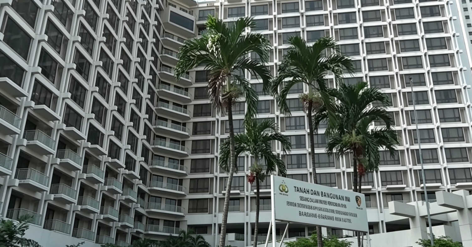 Doc. Tampak depan bangunan eks Hotel Sultan di kawasan Blok 15 Kompleks Gelora Bung Karno (GBK), Jakarta Pusat, Jumat (19/6/2026). Proses inventarisasi dan penataan aset dilakukan pasca-pelaksanaan eksekusi berdasarkan putusan pengadilan terkait sengketa pengelolaan lahan di kawasan tersebut.