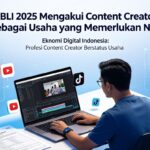 Doc. Ilustrasi aktivitas content creator di depan perangkat digital yang menggambarkan pengakuan profesi kreator konten sebagai kegiatan usaha dalam KBLI 2025. Kreator yang memperoleh pendapatan dari aktivitas komersial seperti endorsement, sponsor, dan monetisasi kini dapat memerlukan legalitas usaha berupa Nomor Induk Berusaha (NIB). (Ilustrasi).