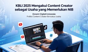 Doc. Ilustrasi aktivitas content creator di depan perangkat digital yang menggambarkan pengakuan profesi kreator konten sebagai kegiatan usaha dalam KBLI 2025. Kreator yang memperoleh pendapatan dari aktivitas komersial seperti endorsement, sponsor, dan monetisasi kini dapat memerlukan legalitas usaha berupa Nomor Induk Berusaha (NIB). (Ilustrasi).