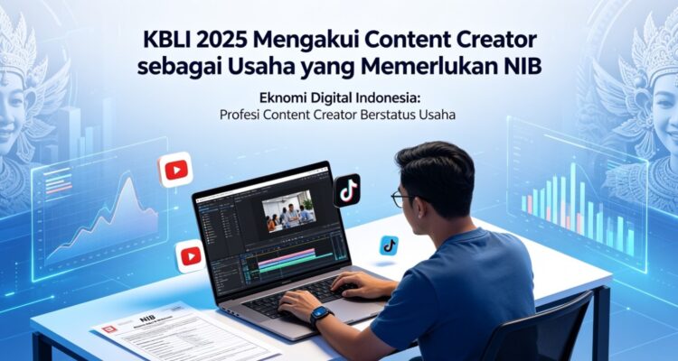 Doc. Ilustrasi aktivitas content creator di depan perangkat digital yang menggambarkan pengakuan profesi kreator konten sebagai kegiatan usaha dalam KBLI 2025. Kreator yang memperoleh pendapatan dari aktivitas komersial seperti endorsement, sponsor, dan monetisasi kini dapat memerlukan legalitas usaha berupa Nomor Induk Berusaha (NIB). (Ilustrasi).