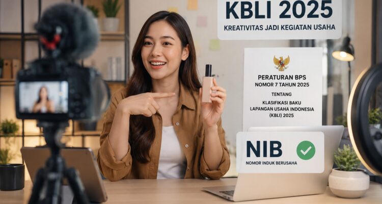 Doc. Ilustrasi seorang content creator sedang membuat konten digital di depan kamera dan perangkat produksi. Ilustrasi ini menggambarkan aktivitas kreator konten yang memperoleh pendapatan dari monetisasi, endorsement, dan kerja sama komersial, yang dalam KBLI 2025 diakui sebagai kegiatan usaha dan berkaitan dengan kepemilikan Nomor Induk Berusaha (NIB). (Foto: Ilustrasi)