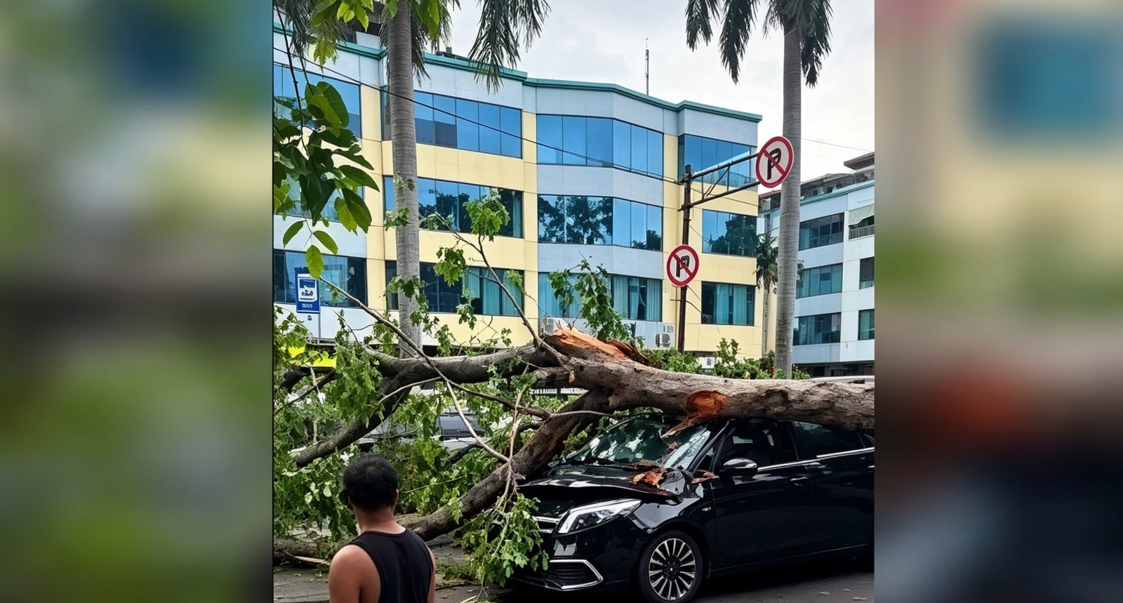 Doc. Sebuah pohon pelindung jalan tumbang menimpa satu unit taksi Honda Mobilio dan satu unit Mercedes-Benz di Jalan Raya Gading Batavia, Kelurahan Kelapa Gading Barat, Jakarta Utara, Jumat (26/6/2026). Insiden tersebut mengakibatkan dua orang mengalami luka-luka, sementara kedua kendaraan mengalami kerusakan akibat tertimpa batang pohon. Penyebab pasti tumbangnya pohon masih dalam penyelidikan instansi terkait.