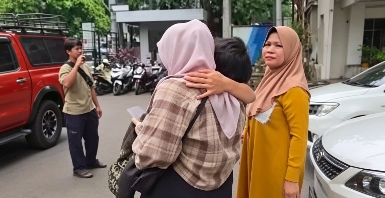 Doc. Korban berinisial AL (26) bertemu dan dipeluk orang tuanya usai diduga menjadi korban penyekapan dan penganiayaan di wilayah Kebayoran Lama, Jakarta Selatan. Pertemuan tersebut berlangsung setelah korban berhasil ditemukan dan dievakuasi menyusul laporan keluarga kepada Polres Metro Jakarta Selatan.