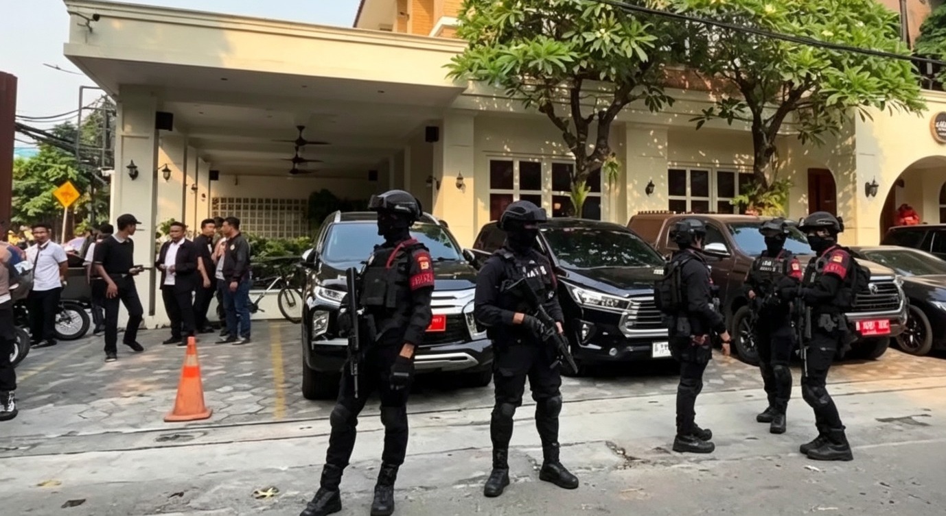 Doc. Sejumlah personel Kepolisian berseragam lengkap melakukan pengamanan di sekitar lokasi yang menjadi bagian dari rangkaian kegiatan penyidikan dugaan tindak pidana korupsi, tindak pidana pencucian uang (TPPU), dan gratifikasi di kawasan Cipete, Jakarta Selatan. Kehadiran aparat bertujuan menjaga keamanan, ketertiban, serta kelancaran proses penegakan hukum.