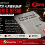Doc. Thumbnail layanan KawanJariNews.com yang menampilkan publikasi pengumuman hukum dan pengumuman resmi melalui media cetak koran, dengan logo KawanJariNews.com dan PT Kawan Jari Grup selaku penerbit. Layanan mencakup pengumuman kepailitan, PKPU, lelang, pemanggilan, kurator, notaris, pengadilan, perseroan, serta pengumuman kehilangan dokumen berharga, dokumen tanah, dan surat kendaraan. (Foto Ilustrasi: KawanJariNews.com/PT Kawan Jari Grup)