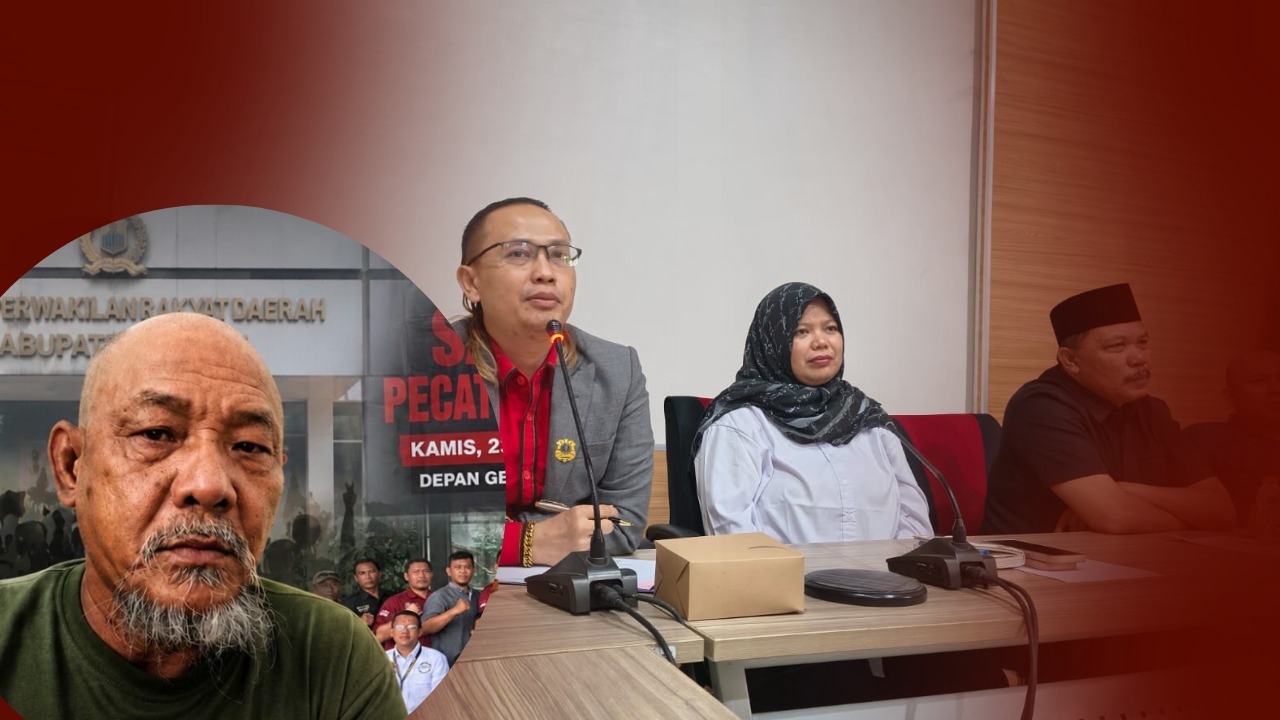 Doc. Kolase foto: Tampak Fam Fuk Tjhong alias Uun (lingkaran depan), pelapor dalam perkara dugaan pengeroyokan, penganiayaan, dugaan perampasan kemerdekaan, dan dugaan tindak pidana lainnya yang saat ini masih dalam proses penyelidikan di Ditreskrimum Polda Banten. Pada latar belakang terlihat Ketua DPRD Kabupaten Lebak dr. Juwita Wulandari bersama tim kuasa hukumnya saat menyampaikan klarifikasi dalam konferensi pers terkait peristiwa tersebut. Perkara hingga kini masih ditangani Polda Banten dan belum terdapat penetapan tersangka maupun kesimpulan resmi penyidik.