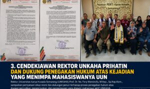 Rektor Universitas Karya Husada Semarang Sampaikan Sikap Resmi atas Dugaan Tindak Pidana yang Dialami Mahasiswa Doc. Dokumentasi pernyataan sikap resmi Universitas Karya Husada Semarang (UNKAHA) dan Ketua Dewan Pertimbangan DPP FERADI WPI terkait dugaan tindak pidana yang dialami mahasiswa UNKAHA sekaligus Wakil Ketua Umum DPP FERADI WPI, Fam Fuk Tjhong (Uun), disertai foto bersama jajaran UNKAHA dan DPP FERADI WPI usai audiensi di Kampus Universitas Karya Husada Semarang, Jumat (31/7/2026).