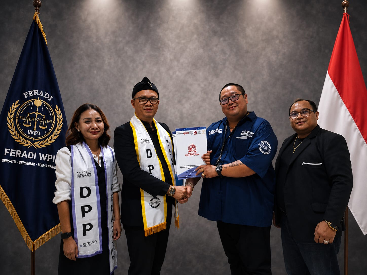 Doc. Ketua Umum FERADI WPI, Adv. Donny Andretti, S.H., S.Kom., M.Kom., C.Md., C.PFW., C.MDF., C.JKJ., C.FTAX., menyerahkan Surat Keputusan (SK) Kepengurusan kepada Andri Kurnia, S.E., S.H., usai pelantikan sebagai Ketua DPC FERADI WPI Kabupaten Subang dalam rangkaian Pelantikan Pengurus DPC FERADI WPI se-Indonesia di Semarang, Jawa Tengah, Jumat (31/7/2026). Penyerahan SK tersebut menandai dimulainya masa kepengurusan DPC FERADI WPI Kabupaten Subang periode 2026–2031.