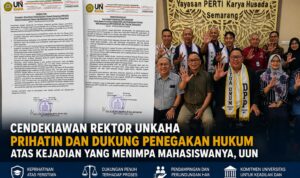 Cendekiawan Rektor UNKAHA Prihatin dan Dukung Penegakan Hukum atas Peristiwa yang Menimpa Mahasiswanya, Uun Doc. Kolase dokumen pernyataan resmi Universitas Karya Husada Semarang (UNKAHA) dan Ketua Dewan Pertimbangan DPP FERADI WPI yang ditandatangani Prof. Dr. Ns. Fery Mendrofa, M.Kep., Sp.Kep.Kom., serta dokumentasi audiensi bersama jajaran UNKAHA di Semarang, Jumat (31/7/2026). Melalui dua pernyataan tersebut, UNKAHA menyampaikan keprihatinan terhadap peristiwa yang dialami mahasiswa Fam Fuk Tjhong (Uun), menegaskan komitmen pendampingan akademik, serta mendukung proses penegakan hukum yang profesional, transparan, dan berkeadilan sesuai ketentuan peraturan perundang-undangan.