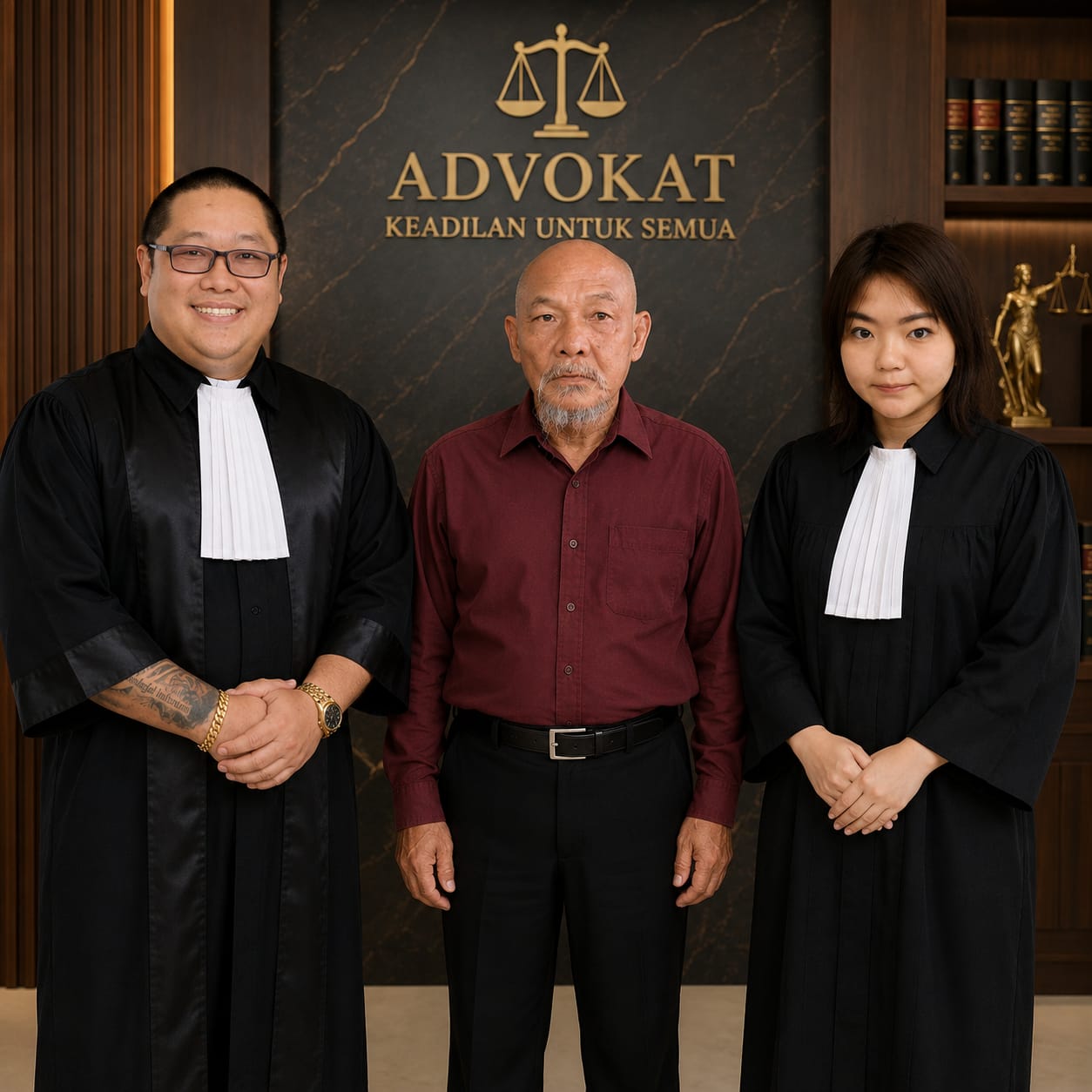 Doc. Dari kiri ke kanan: Ketua Umum FERADI WPI Adv. Donny Andretti, S.H., S.Kom., M.Kom., C.Md., C.PFW., C.MDF., C.JKJ., C.FTAX., Fam Fuk Tjhong alias Pak Uun, dan anggota Tim Advokasi FERADI WPI sekaligus Ketua DPD FERADI WPI Banten Adv. Cecilia Natasya Tionardi, S.H., S.E., M.H., C.PFW., C.MDF., C.JKJ., C.FTAX., berfoto bersama usai memberikan keterangan kepada awak media terkait perkembangan pendampingan hukum dalam perkara yang dilaporkan Pak Uun.