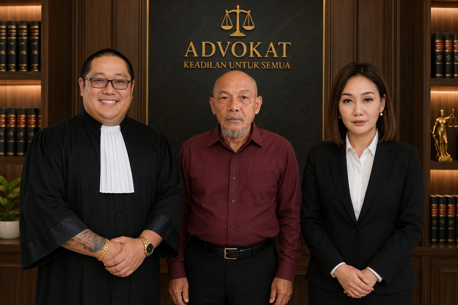 Doc. Dari kiri ke kanan: Ketua Umum FERADI WPI sekaligus Pendiri FERADI WPI, Adv. Donny Andretti, S.H., S.Kom., M.Kom., C.Md., C.PFW., C.MDF., C.JKJ., C.FTAX., Fam Fuk Tjhong alias Pak Uun, serta Harriani Bianca Daryana, S.H., C.LA., C.PFW., C.MDF., C.JKJ., C.FTAX., anggota Tim Advokasi FERADI WPI–Subur Jaya Law Firm sekaligus Ketua DPD FERADI WPI Jakarta, berfoto bersama usai memberikan keterangan kepada awak media terkait perkembangan pendampingan hukum dan pemulihan kondisi psikologis keluarga korban dalam perkara yang sedang ditangani Ditreskrimum Polda Banten.