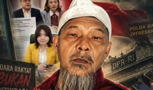 Doc. Kolase digital yang menggambarkan Fam Fuk Tjhong alias Pak Uun di tengah sorotan publik, dengan visual pendukung berupa dokumen Laporan Hasil Pemeriksaan (LHP) Badan Kehormatan DPRD Kabupaten Lebak, Gedung DPR RI, Gedung Ditreskrimum Polda Banten, serta ilustrasi konferensi pers. Gambar ini merupakan ilustrasi editorial yang dibuat untuk mendukung pemberitaan mengenai perkembangan proses hukum dan rencana Tim Advokasi FERADI WPI mengajukan pengaduan ke Komisi III DPR RI, Kompolnas, dan LPSK. Bukan dokumentasi peristiwa sebenarnya.