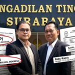 Doc. Ilustrasi komposit yang menunjukkan koordinasi antara FERADI WPI (diwakili Adv. Robby Gunawan dan Adv. Dwi Siswanto) dan Pengadilan Tinggi Surabaya. Dokumen resmi di sisi kiri mengonfirmasi agenda rapat untuk penyumpahan advokat pada 12 Agustus 2026.