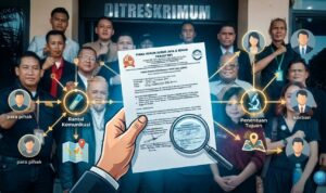 Doc. Penyerahan Berkas Hukum: Tim kuasa hukum bersama jajaran saat menyerahkan berkas dan dokumen resmi di depan gedung Ditreskrimum usai menyelesaikan agenda penanganan perkara, Senin (10/8/2026). Penyerahan dokumen ditandai dengan tanda terima resmi sebagai bukti kelengkapan penanganan kasus. (ilustrasi: KawanJariNews.com).