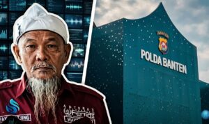 Doc. Foto ilustrasi kasus UUN dalam format dua sisi, dengan UUN pada sisi kiri dan Polda Banten pada sisi kanan, menggambarkan perbedaan perspektif antara pihak korban dan institusi penyidik dalam proses penanganan perkara, khususnya terkait pendalaman bukti digital dan perkembangan penyidikan. (Ilustrasi: KawanJariNews.com).