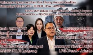 FERADI WPI Dorong Supervisi Mabes Polri, Uun Siapkan Pengaduan ke Kapolri dan Kabareskrim Doc. Ilustrasi pengawalan perkara Fam Fuk Tjhong alias Eyang Uun oleh Tim Advokasi Subur Jaya Lawfirm–FERADI WPI. Tim berencana mendampingi Uun menyampaikan pengaduan kepada Kapolri dan Kabareskrim pada 24 Agustus 2026, sekaligus menunggu tindak lanjut permohonan audiensi kepada Komisi III DPR RI dan Ketua DPR RI serta proses permohonan perlindungan di LPSK.