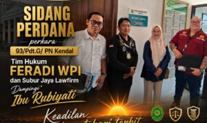 Tim Hukum FERADI WPI Kawal Sidang Perkara 93/Pdt.G/2026/PN Kdl, Sidang Dilanjutkan 3 September Doc. Tim Hukum DPP FERADI WPI bersama Subur Jaya Lawfirm berfoto bersama usai mengikuti persidangan perkara perdata Nomor 93/Pdt.G/2026/PN Kdl di Pengadilan Negeri Kendal, Kamis, 27 Agustus 2026. Sidang selanjutnya dijadwalkan berlangsung pada 3 September 2026 dengan agenda panggilan para pihak.