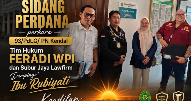 Doc. Tim Hukum DPP FERADI WPI bersama Subur Jaya Lawfirm berfoto bersama usai mengikuti persidangan perkara perdata Nomor 93/Pdt.G/2026/PN Kdl di Pengadilan Negeri Kendal, Kamis, 27 Agustus 2026. Sidang selanjutnya dijadwalkan berlangsung pada 3 September 2026 dengan agenda panggilan para pihak.