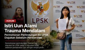 Doc. Tjiauw Eng, istri Fam Fuk Tjhong alias Uun, saat mengajukan permohonan perlindungan ke Lembaga Perlindungan Saksi dan Korban (LPSK) di Jakarta pada 12 Agustus 2026. Permohonan tersebut diajukan sebelum proses perdamaian antara Uun dan empat pihak terkait yang berlangsung pada 23 Agustus 2026. Foto: Dok. Tim Advokasi.